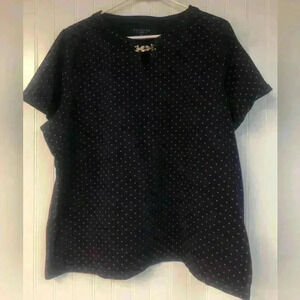Talbots Short Sleeve Tshirt Polka Dot Blue and Pink 3X Silver Accent